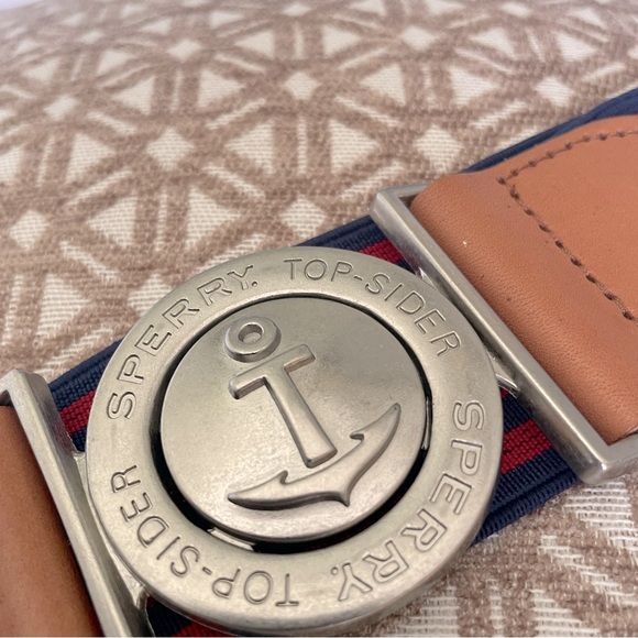 Sperry Top-Sider Women Red & Blue Stripe Elastic Belt Interlocking Buckle - Picture 2 of 4